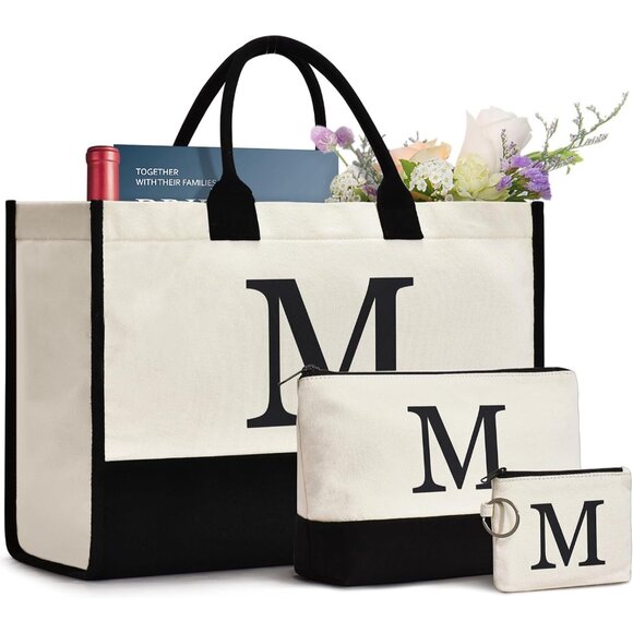 Stylish Customizable Canvas Tote Bag for Moms & Bridesmaids - Spacious and Chic - Picture 1 of 7
